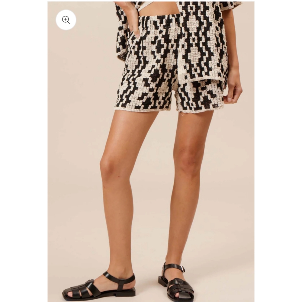 Lucy Paris Huxton Crochet Black and White Patterned Shorts Women's XS/S Bohemian